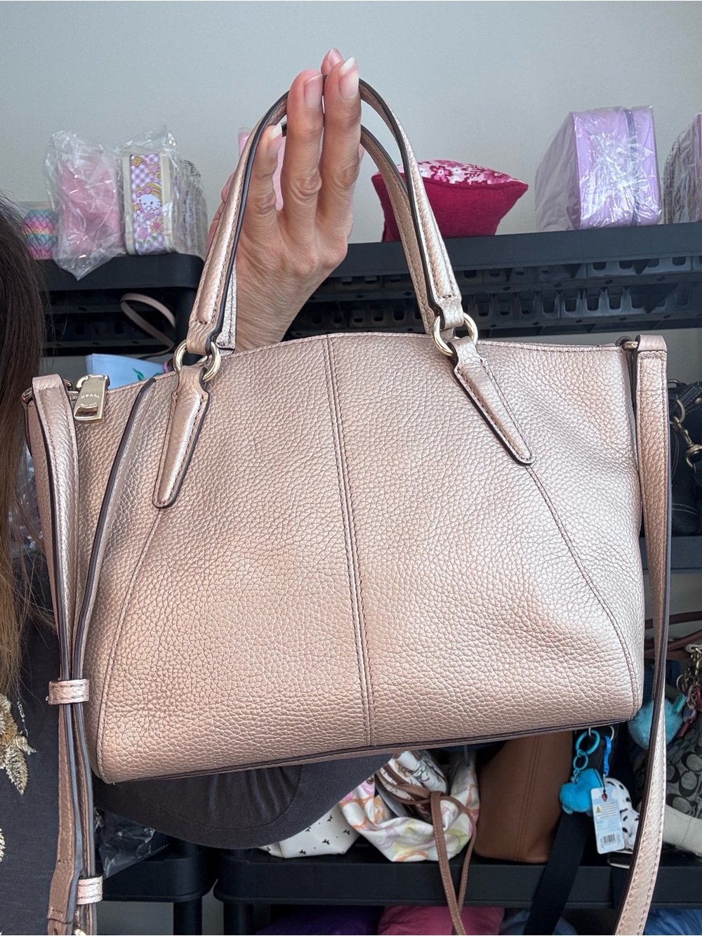 Coach Mini Kelsey Metallic leather EUC - Picture 9 of 17